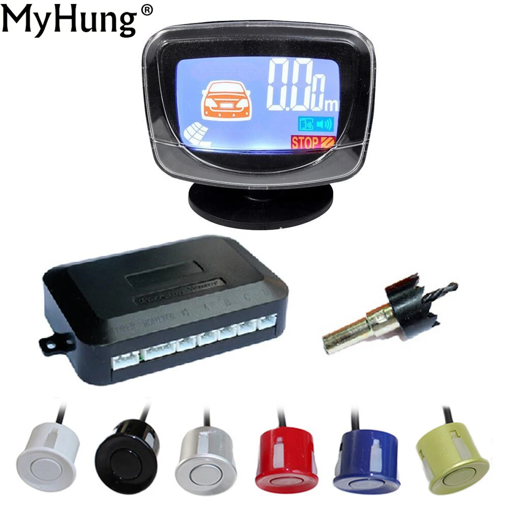 

New Parking Sensor Car LCD Display LCD 4 Reverse Parking Sensors Backup Radar Detector System Kit For All Car 1set