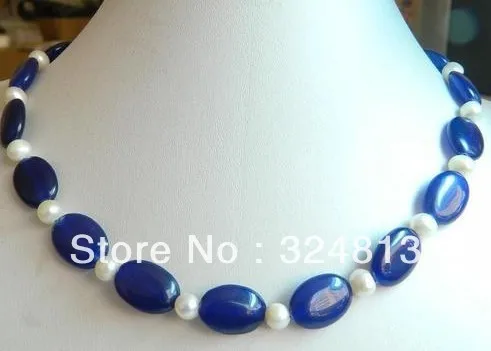 

Beautiful 13x18mm Sapphire Pearl Necklace #2044
