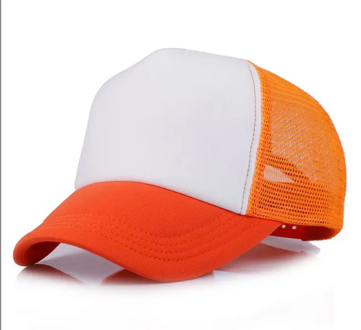 Orange and white 500 шт./лот, заказной логотип, Кепка водителя грузовика, для взрослых, полиэстер, печатные шапки с логотипом, бейсболки Gorros - Цвет: Orange and white