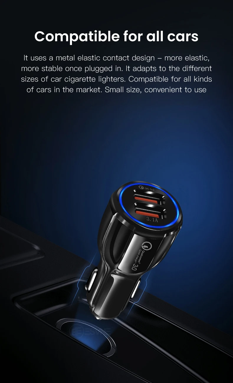 ESVNE USB автомобильное зарядное устройство quick charge 3.0 2.0 мобильный телефон прикуриватель автомобильная зарядка