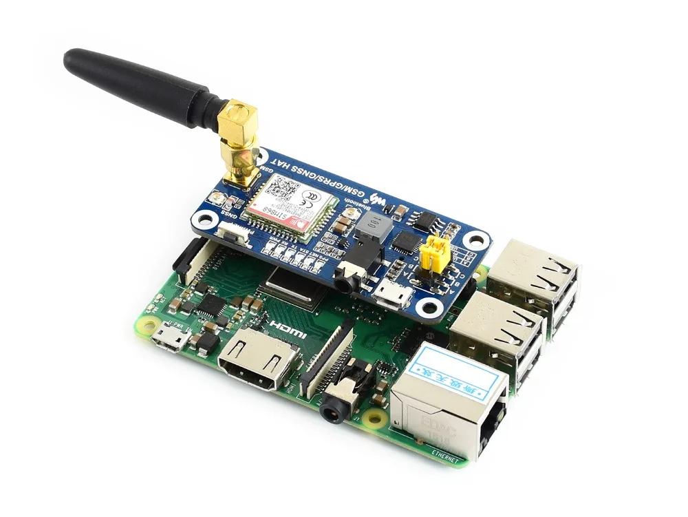 Шляпа Waveshare GSM/GPRS/GNSS/Bluetooth 3 0 для 2B/3B/3B +/Zero W поддержка SMS телефона электронной почты