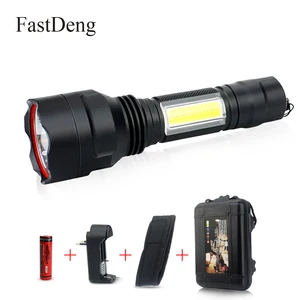 Фонарик светодиодный, 4000 лм, 18650 + COB, 4 режима