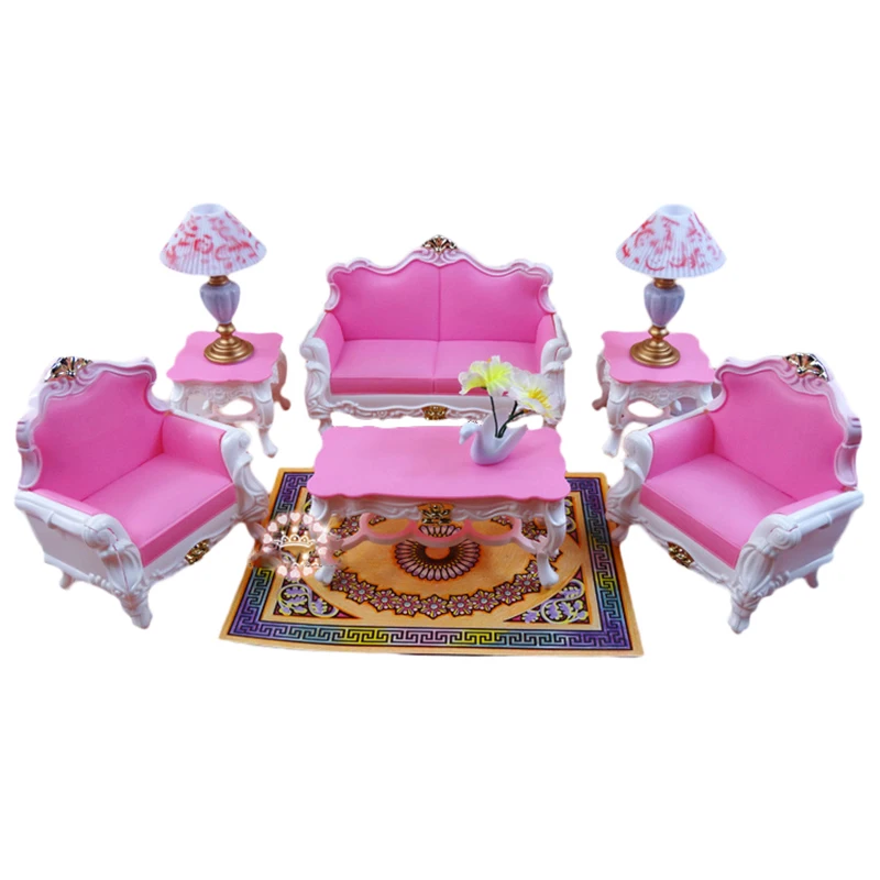 Роскошный набор диванов для гостиной Барби миниатюрный кукольный домик мебель с