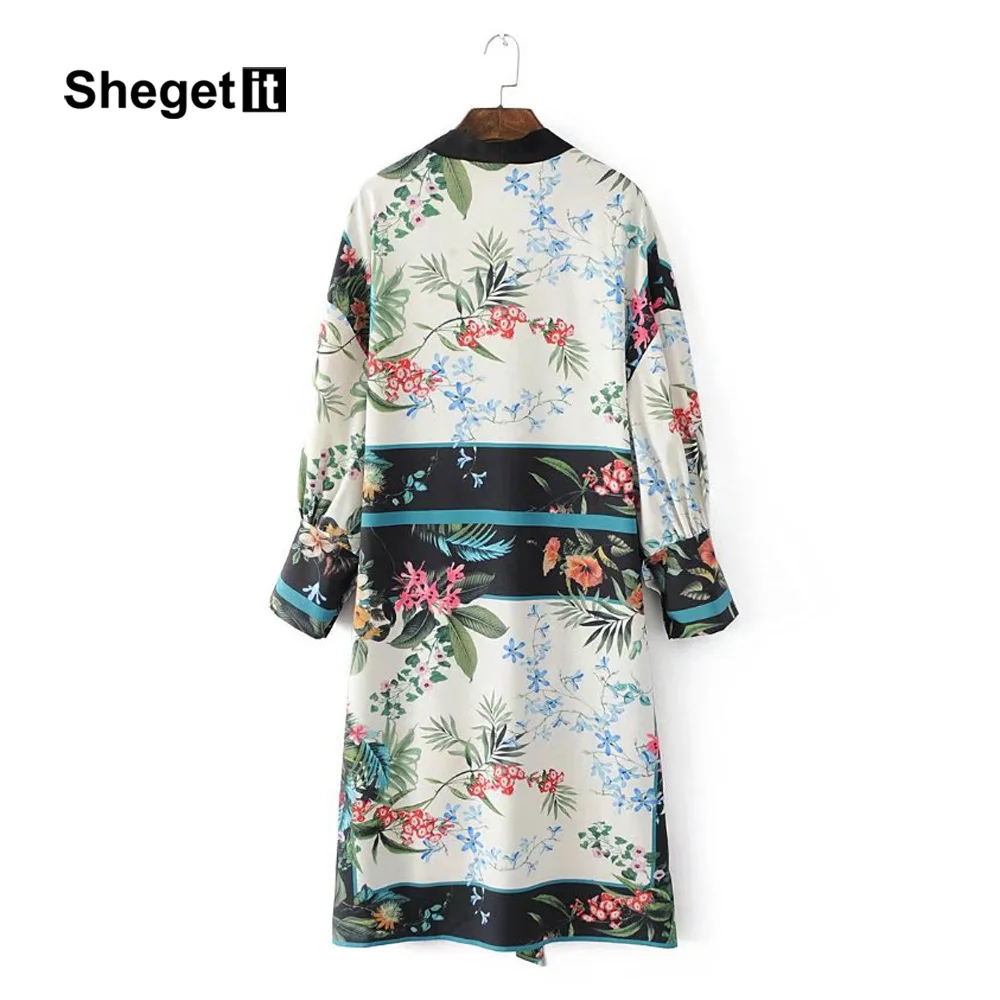 Shegetit Винтаж Цветочный принт Тренчи для женщин Для пальто V Средства ухода за