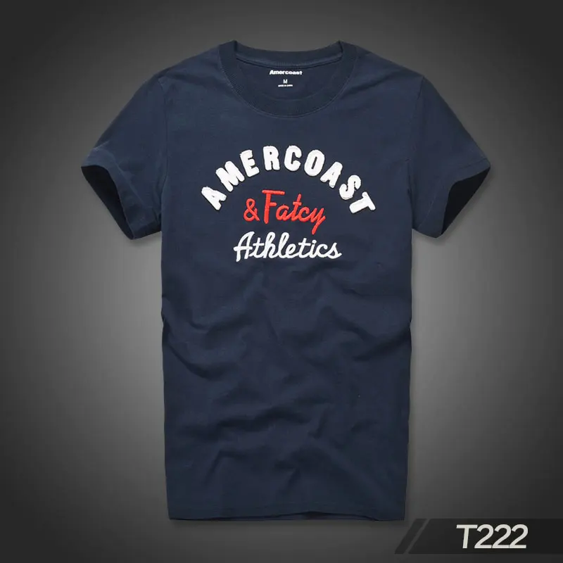 T222 Navy Blue Американский побережье хлопковая Футболка с круглый воротник принт и рубашка с короткими рукавами - Цвет: T222 Navy Blue