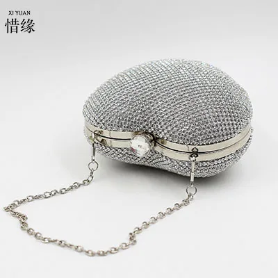 Брендовые женские клатчи XIYUAN 2017 с кристаллами и бриллиантами в форме сердца