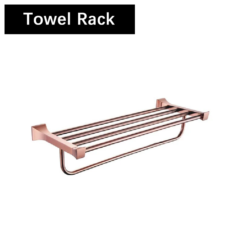 Towel Rack Аксессуары для ванной комнаты, твердая латунь, розовое золото, блестящий настенный держатель для бумаги, полки, вешалка для полотенец, крючок для пальто, мыльница AZ5151 - Цвет: Towel Rack