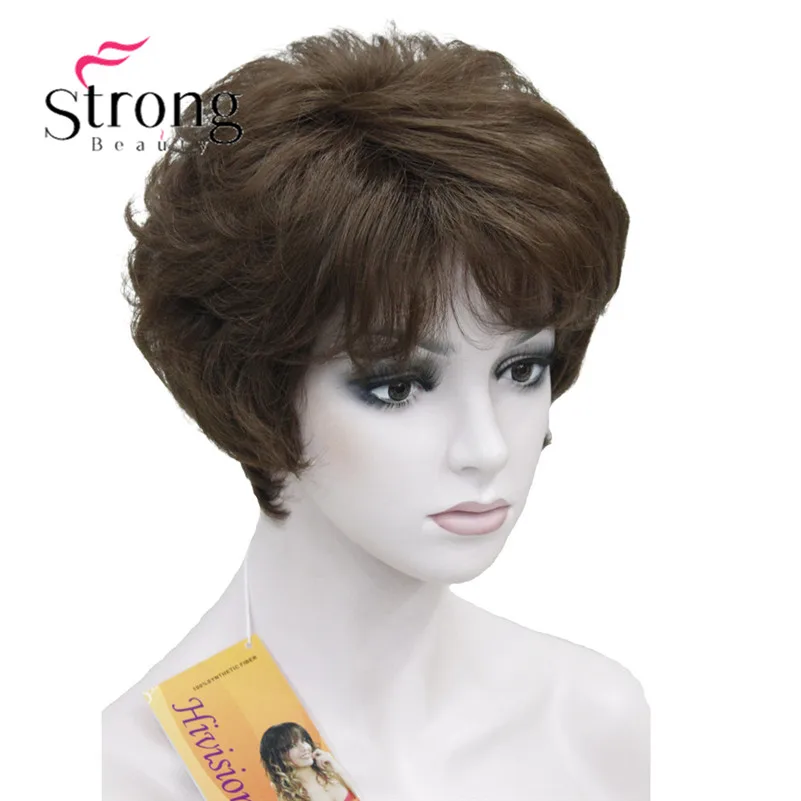 StrongBeauty женский короткий синтетический парик из натуральных волос, светильник, парик из коричневых волос