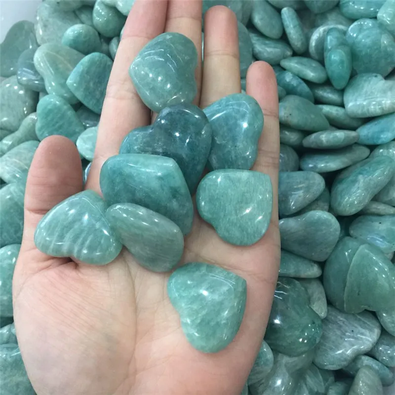 

3pcs high quality 100% natural amazonite stone heart reiki healing crystals love gemstones as wedding gifts for guests