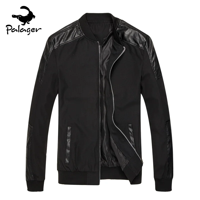 Palager бомбардировщик куртки моды для мужчин мужские slim fit легкий кожа лоскутные
