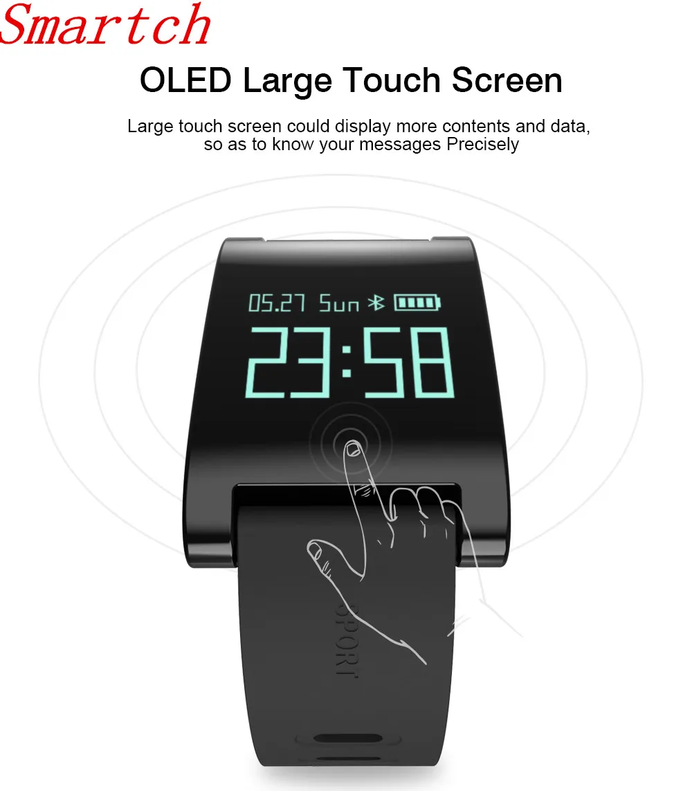 Smartch DM68 waterproof smart band wristband fitness tracker Blood Pressure heart rate monitor Calls Messages watch for phone |