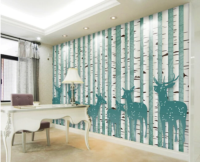 The custom 3D murals 3 d retro abstract painted cartoon tree elk living room sofa TV wall bedroom paper | Обустройство дома