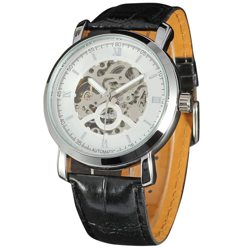 Модные мужские часы-скелетоны winner 50 шт./лот высококачественные механические часы