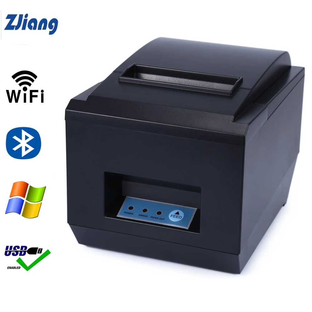 

Zjiang 80mm Thermal Receipt Printer Auto Cutter Kitchen Restaurant POS Printers Wifi/Serial/Ethernet/USB/Bluetooth Printer 260mm