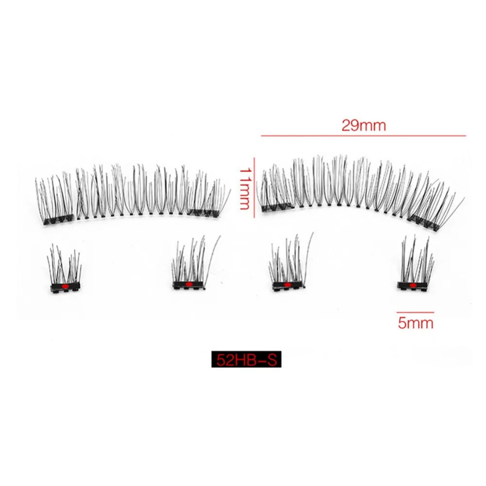 

New 3D Magnetic False Eyelash Set Natural Slender Magnet False Eyelashes Single Pair + 4 Clusters with Mirrors Dropship