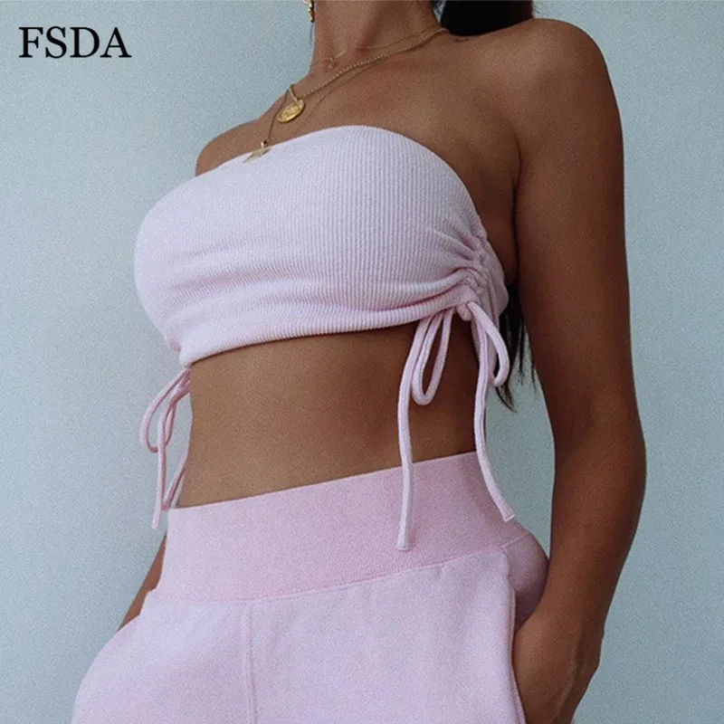 FSDA с открытыми плечами короткий топ рюшами летняя уличная одежда без бретелек на