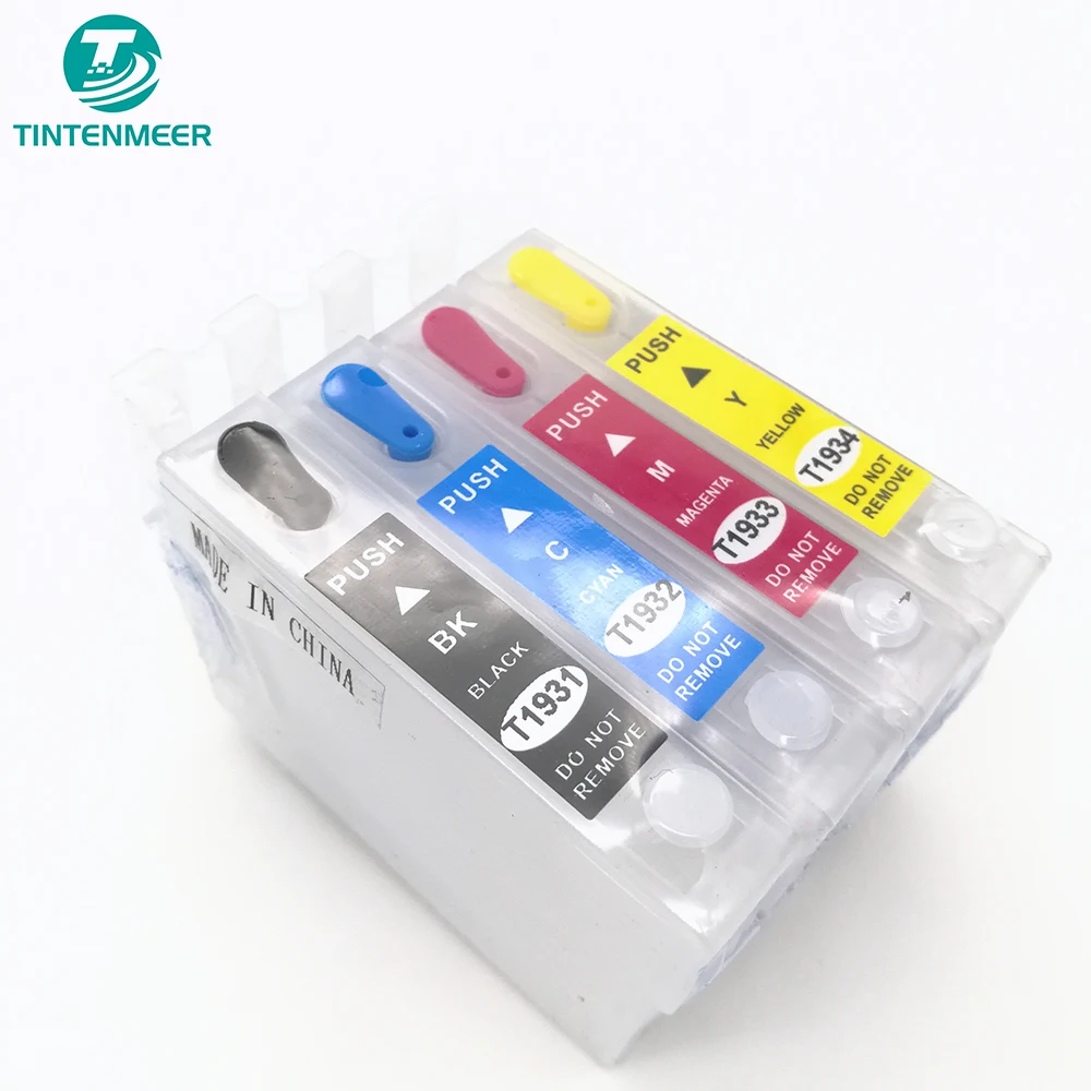 

TINTENMEER refillable empty cartridge with auto reset chip T1931 T1932 T1933 T1934 for epson wf 2531 2521 2541 2631 2651 printer