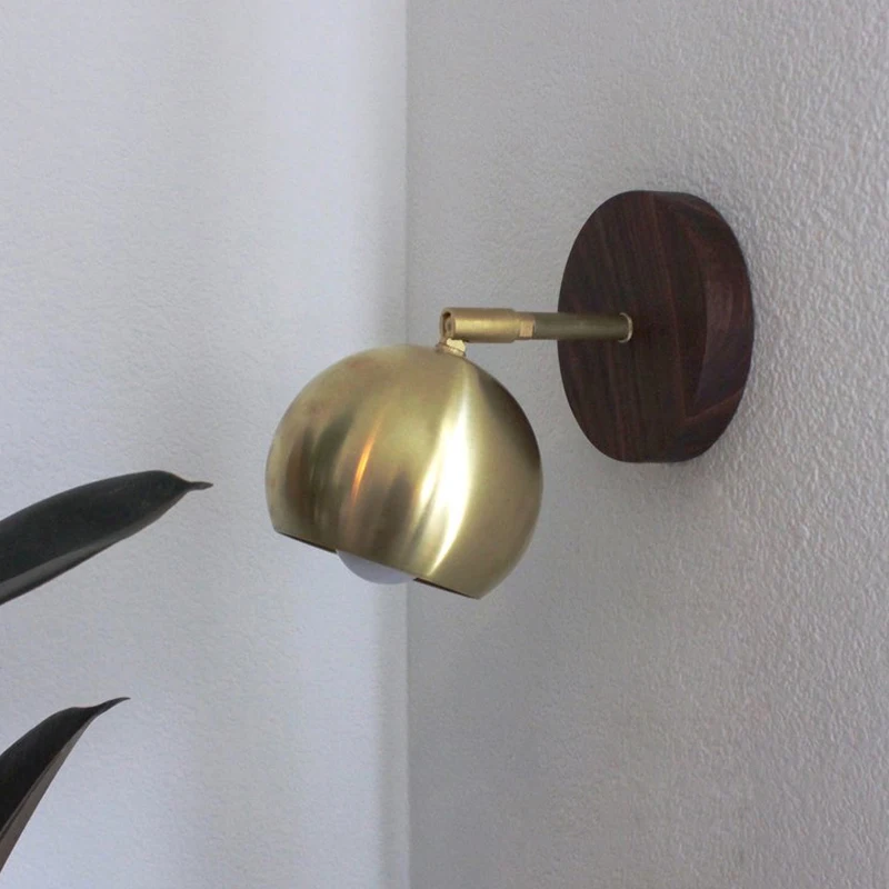 Настенный светильник в скандинавском стиле из латуни ретро для спальни|wall lamp