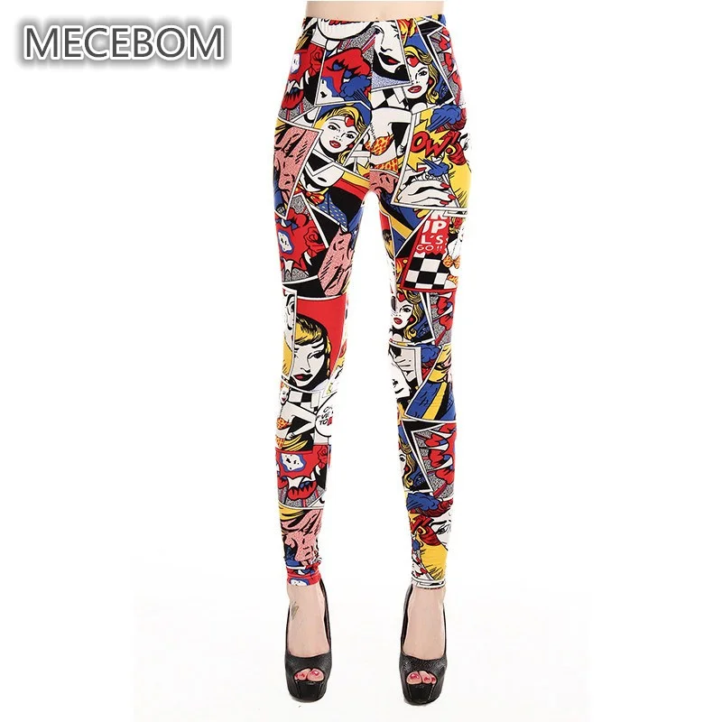 MECEBOM для женщин комиксов клоун с губной помадой леггинсы мультфильм печатных
