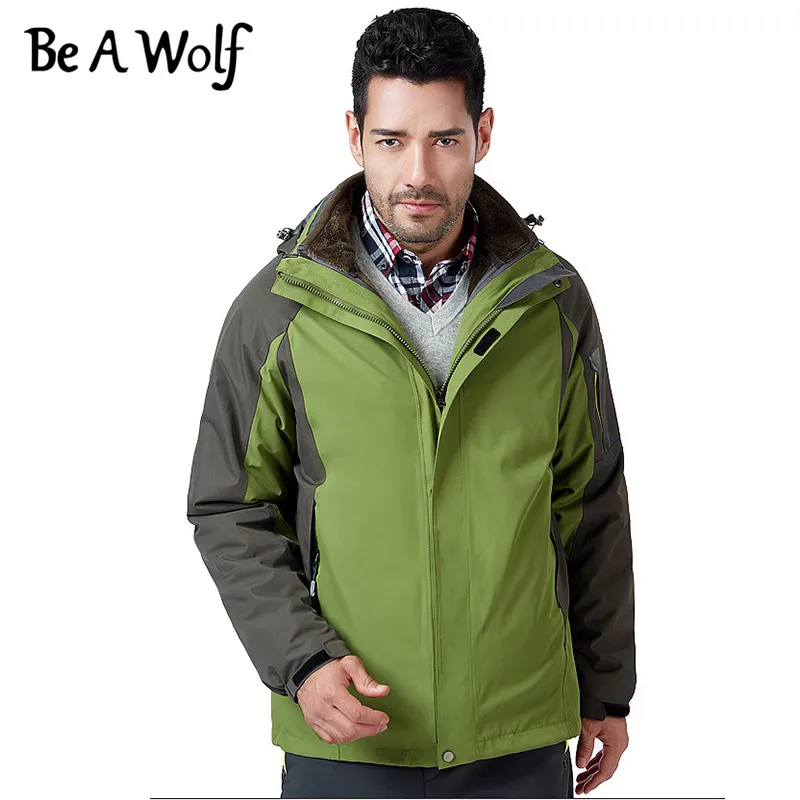 Походные куртки Be A Wolf для мужчин и женщин, уличная одежда для кемпинга, лыж, охоты, рыбалки, зимняя водонепроницаемая ветровка J1514/J1515 - Цвет: men-army green