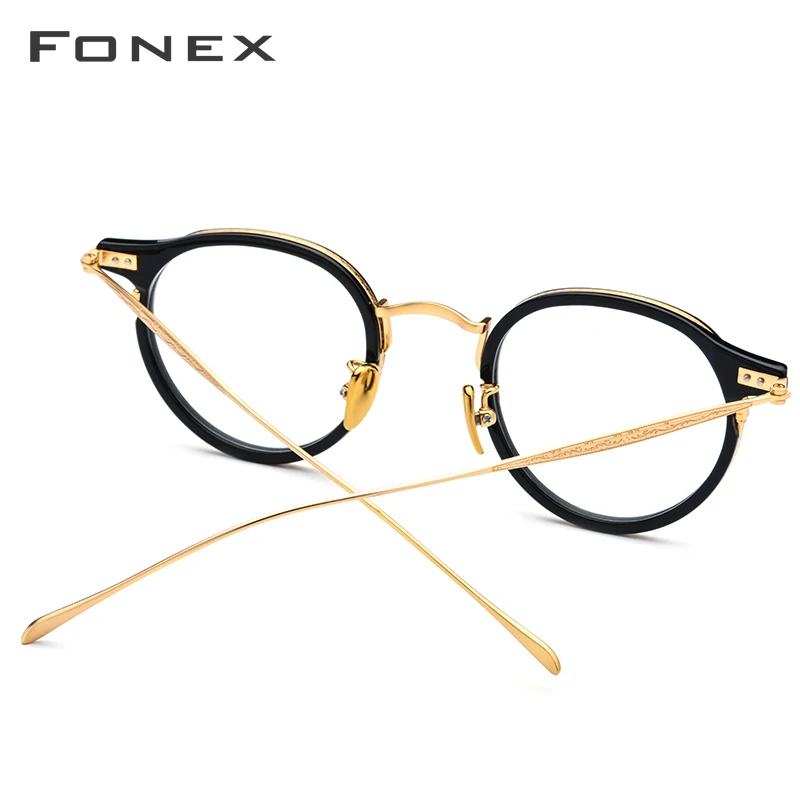 FONEX B титановые оптические очки, оправа для мужчин, винтажные круглые очки по рецепту, женские ретро очки из ацетата для близорукости
