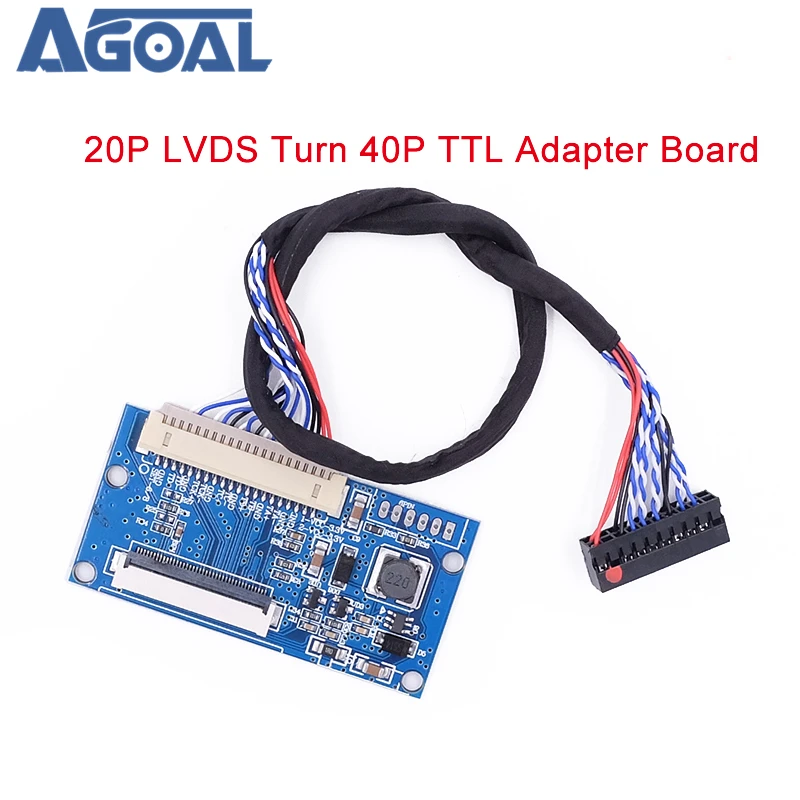 

LVDS 1ch 8bit S8 DF14 - 20Pin Turn to 40Pin TTL Signal LCD T-con board Converter Board for 7-10.1 inch 1024x768 LCD Panel