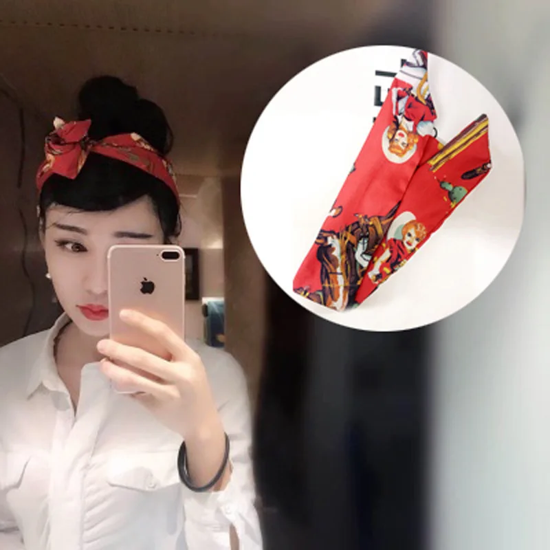 Повязка на голову в стиле ретро с цветочным принтом 1 шт.|hair band ribbon|headband turbanheadband