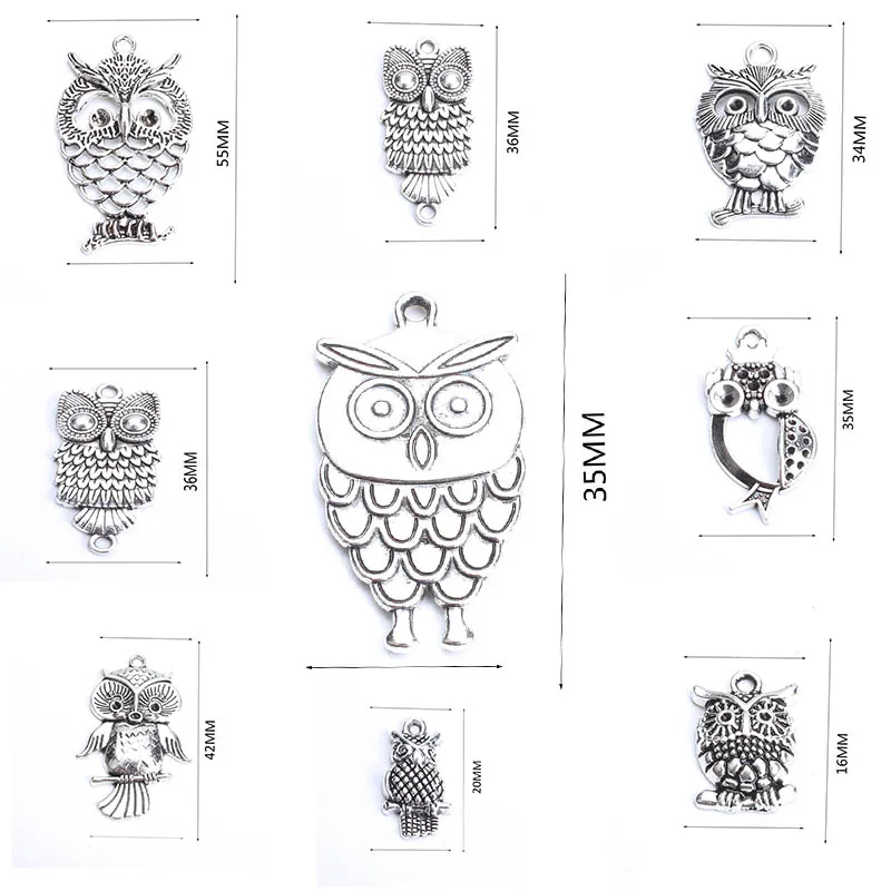 10 шт./лот винтажные металлические подвески в виде совы для изготовления