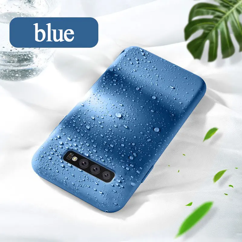 Blue Жидкий силиконовый чехол для samsung Galaxy A50, A70, S10, Note10 Plus, мягкий матовый чехол для samsung Note10, 8, 9, S8, S9, S10 Plus, чехол - Color: Blue