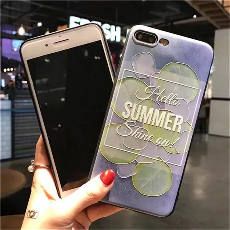 Cases For iphone 6 6S 7 7Plus 5 5S SE Case Summer Lemon Lime Relief Pattern Silicone Phone Back Cover 6Plus 6s plus |
