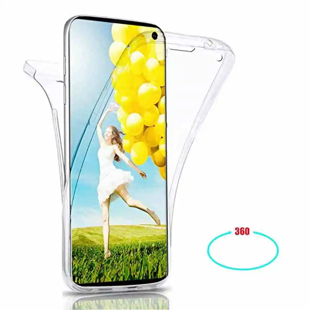 Белый Двойная круговая Защита Чехол прозрачный чехол для samsung Galaxy Note 10 Pro A70 A60 A50 A40 A30 A10 M30 M20 M10 A6 A8Plus A7 S10 плюс - Цвет: Белый