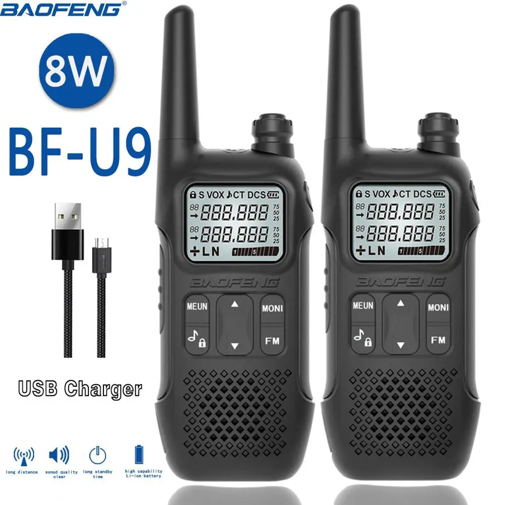 2 шт BAOFENG BF-U9 8 Вт Мини Портативная рация USB быстрая зарядка UHF 400-470 МГц FM портативное радио