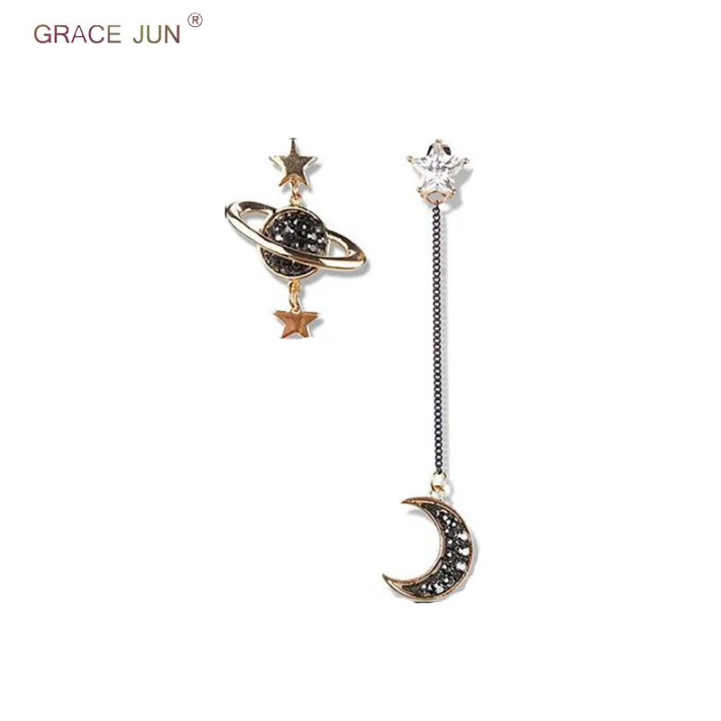 Женские серьги клипсы GRACE JUN Винтажные в Корейском стиле без пирсинга стразы с