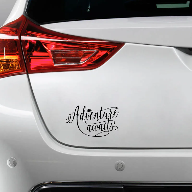

YJZT 17.8CM*10.9CM Adventure Awaits Vinyl Car Sticker Decals Black Silver Motorcycle C13-000425