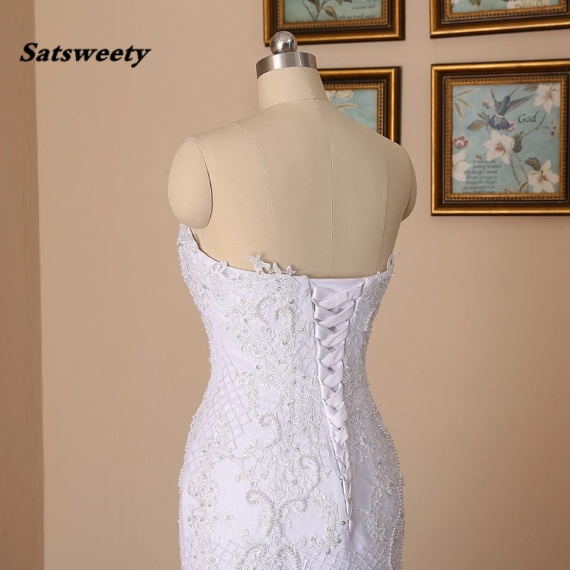 

Vestidos de Novia Sweetheart Lace Mermaid Wedding Dress with 3D lace Appliques & Pearls Robe de Mariee 2021 Trouwjurk