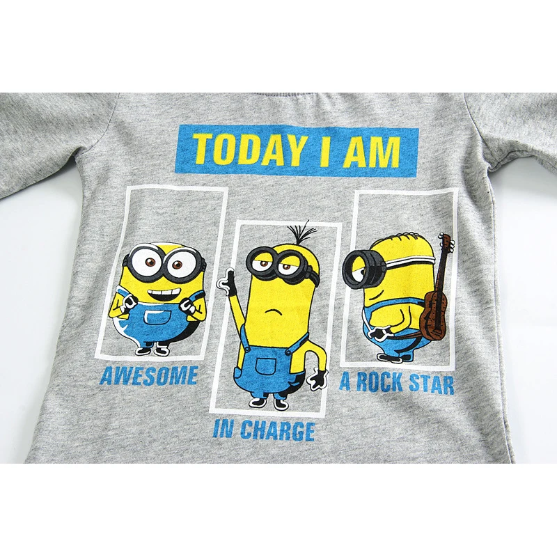 Хлопковая одежда с изображением миньонов для мальчиков и девочек комплект из