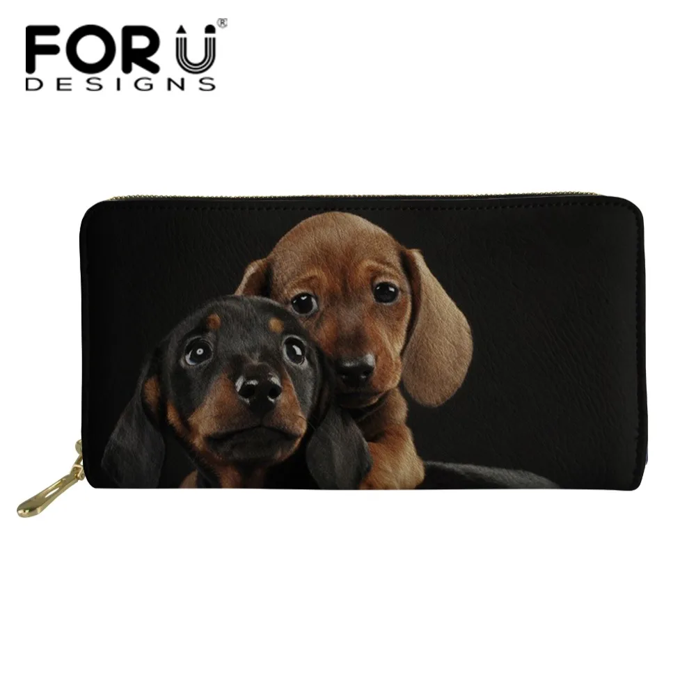 FORUDESIGNS/Kawaii такса с принтом женские длинные кошельки и кошелек Женский дорожный