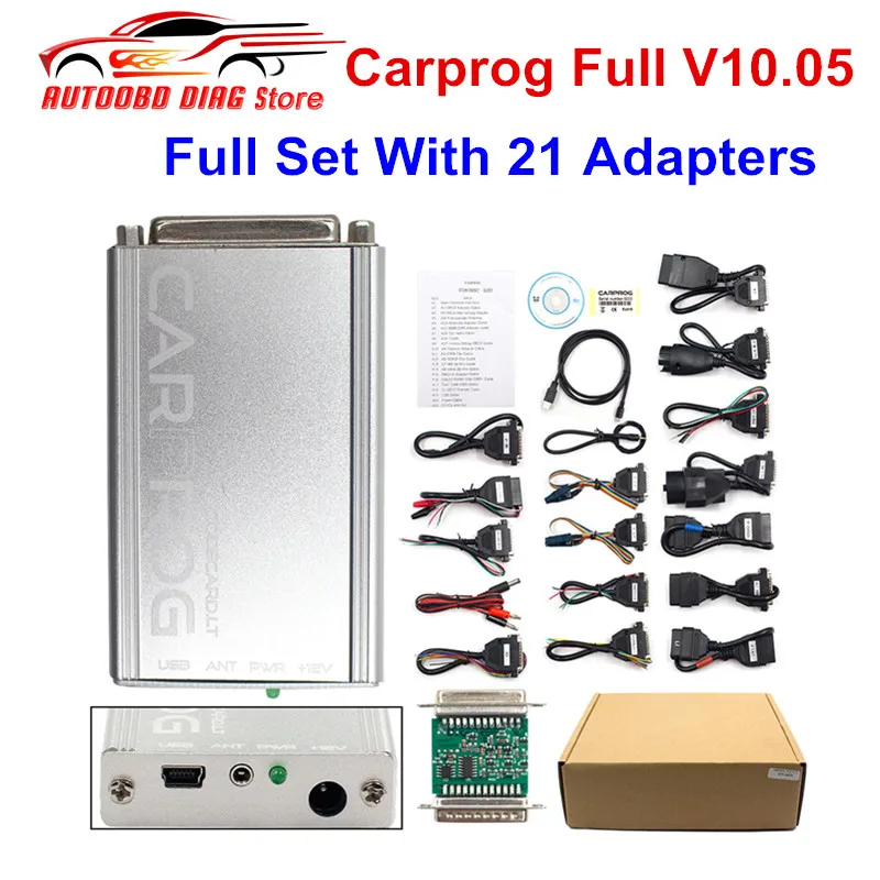 Carprog Полный V10.05 с 21 Адаптеры для CarProg 10 05 ЭБУ чип тюнинг набор инструментов