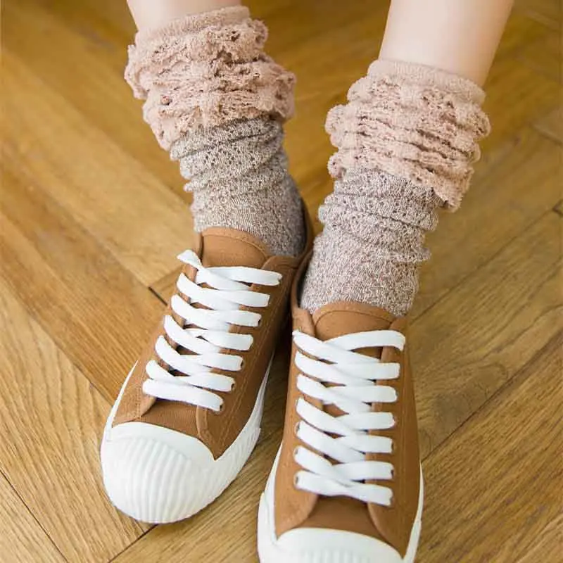 [Cospacool] глянцевый золотистый Серебристый шелк кружево ажурная сетка Sox Bubble