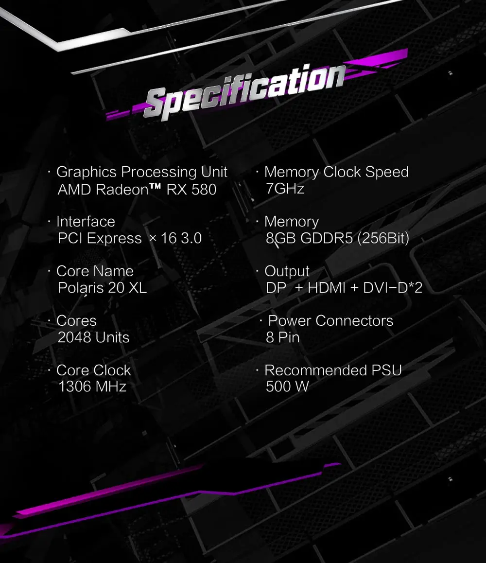 Yeston Radeon RX 580 GPU 8 ГБ GDDR5 256bit игровой настольный компьютер ПК видеокарты Поддержка DVI-D/HDMI PCI-E X16 3,0
