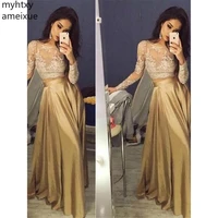 simple sexy evening dresses floor length appliques long sleeves evening gowns two pieces custom made vestido de noche plus size