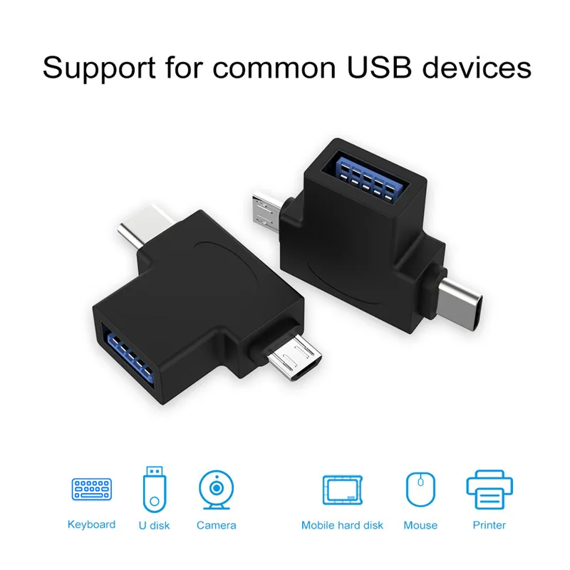 Адаптер OTG для телефона 2 в 1 преобразователь Micro USB и Type C 3 0 кабель зарядки