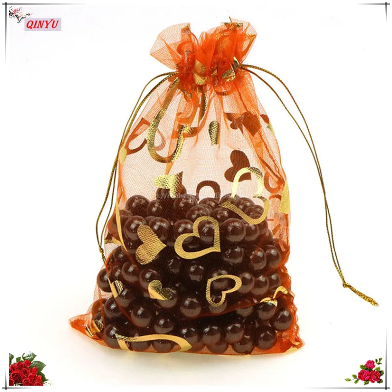 50 шт. 7x9 9x12 11x16 13x18 15x20 20x30 см 50 шт. сумки из органзы для упаковки ювелирных изделий Свадебные демонстрационные Сумки Подарочные Упаковочные пакеты 5z - Цвет: Orange