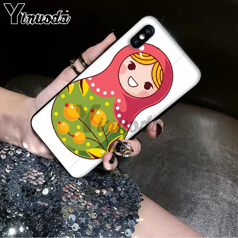 11pro MAX Русская Матрешка черный мягкий чехол для iPhone 6S 6plus 7plus 8 8Plus X Xs 5 5S