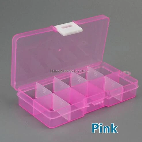 Pink 10 ячеек красочный портативный ящик для хранения ювелирных изделий контейнер кольцо электронные части винтовые шарики Органайзер Пластиковый Чехол - Цвет: Pink