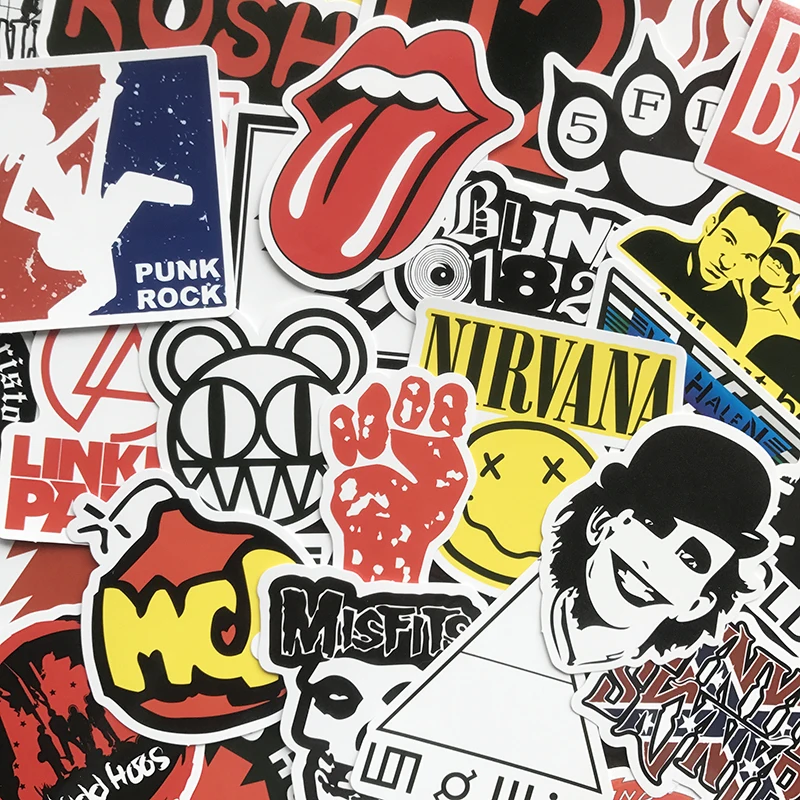 AQK 50 шт./лот Ретро Рок-Группа музыкальные наклейки Grean Day RHCP Dead Kennedys для гитары чемодан для скейтборда DIY водонепроницаемые наклейки