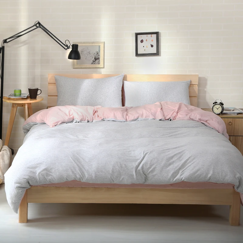 Постельное белье в полоску Papa & Mima Queen King Size простой стиль Трикотажный Хлопковый