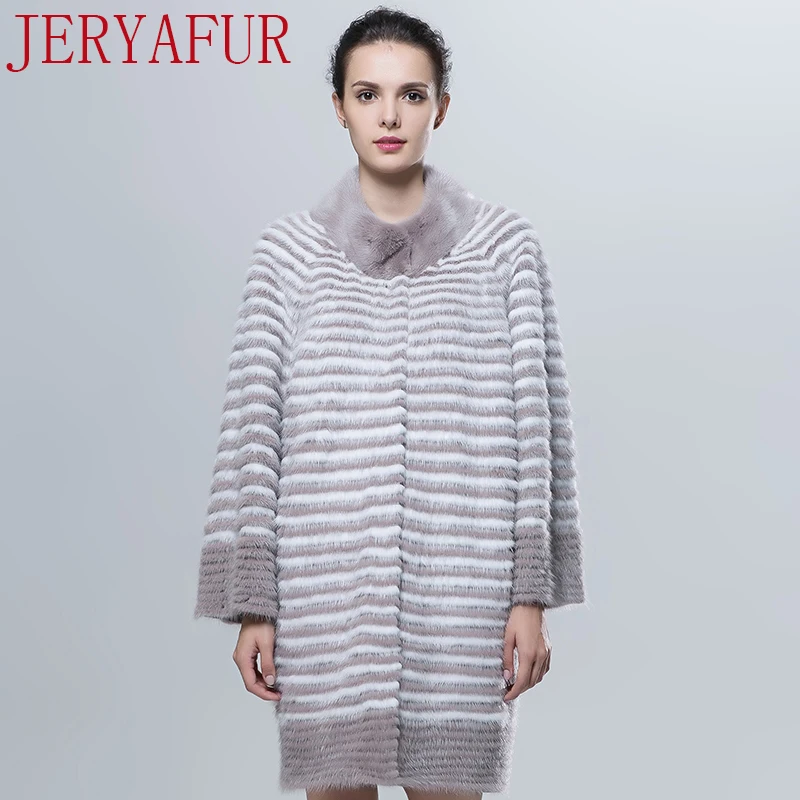 Jeryafur2017 российских женщин зимняя куртка кожаная норки ручной работы одежда