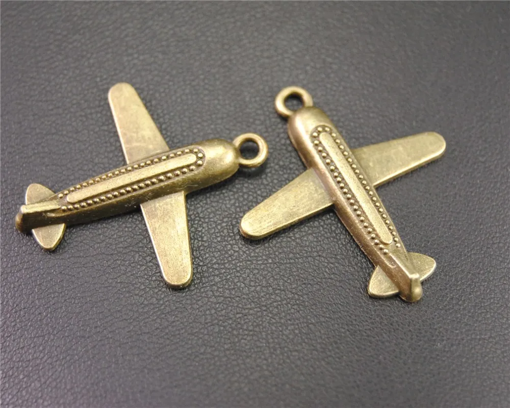 Бронзовая подвеска в виде самолета 15 шт. фурнитура для самостоятельного