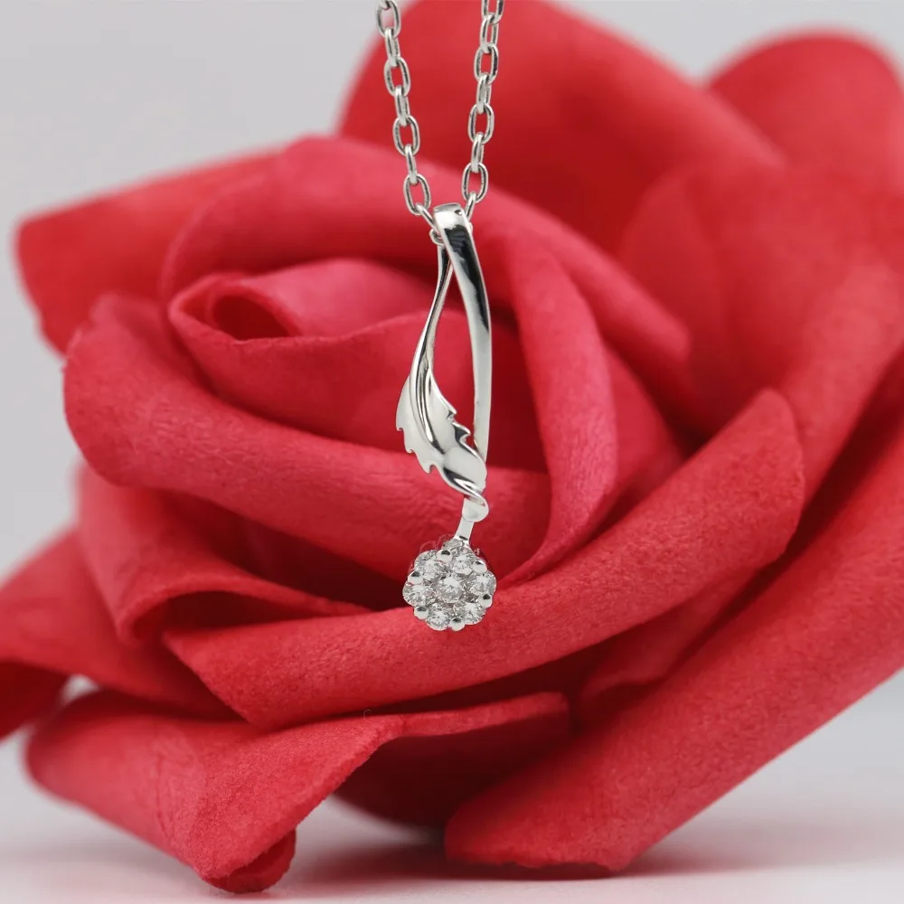 Lasamero венчик 0.031CT 18 k Золото Круглый вырез квадратный центр Проложить Набор натуральный алмаз кулон ожерелье цепочка для женщин ювелирные украшения